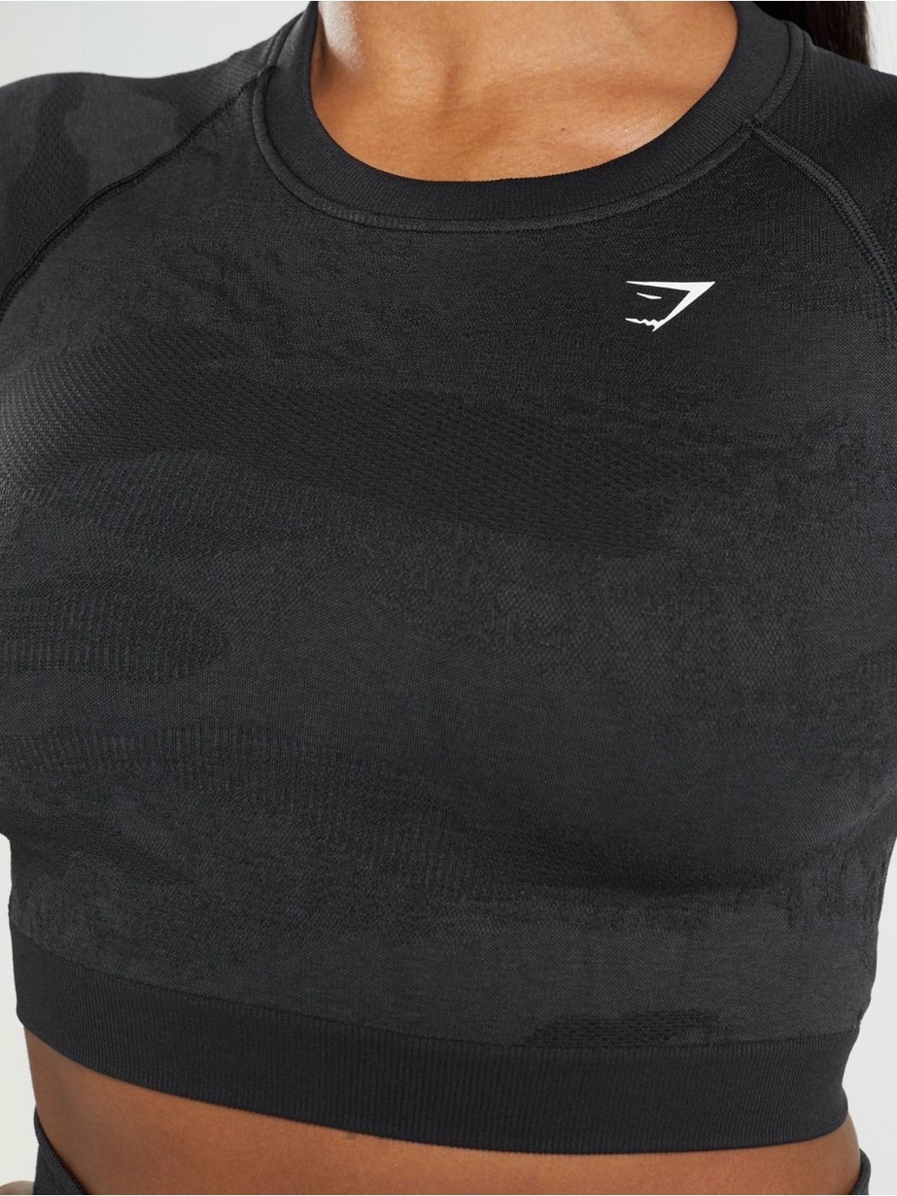 Gymshark Black Camo Seamless Long Sleeve Athletic Top